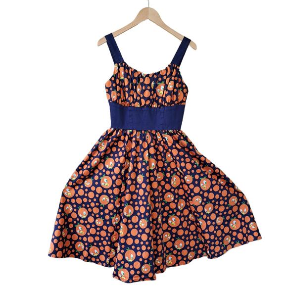 Disney Parks Dress Shop Orange Bird Dress Size Small Retro FIt & Flare - Picture 10 of 13